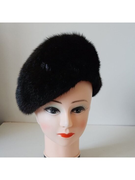 VISON Genuine Mink Beret Hat Brown Fur CANADA